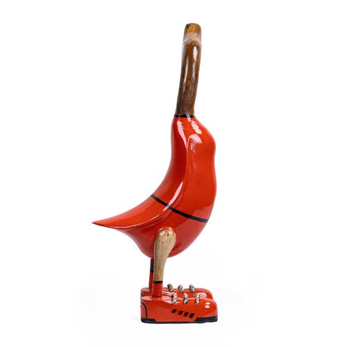 Statuette Décorative 40 Cm Canard Maillot Rouge Bois De Teck – Dafly