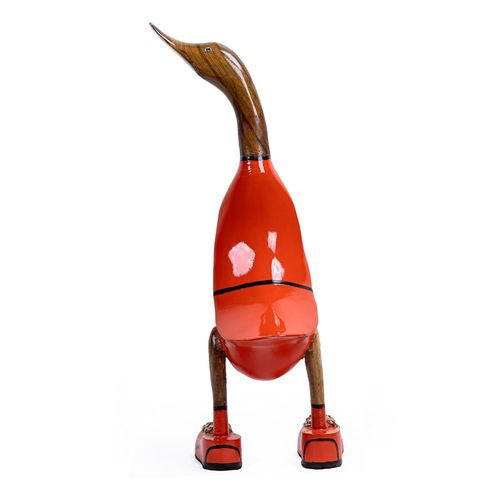 Statuette Décorative 40 Cm Canard Maillot Rouge Bois De Teck – Dafly