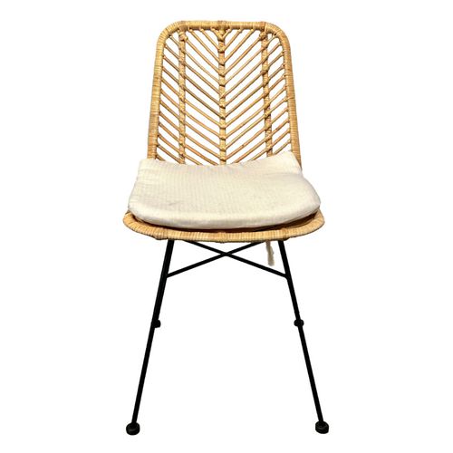 Chaise En Rotin Naturel Tressé Avec Pieds Métal Noir – Kandy 2