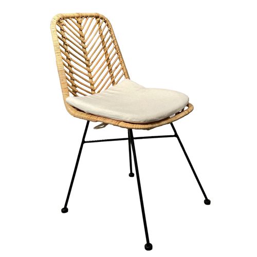 Chaise En Rotin Naturel Tressé Avec Pieds Métal Noir – Kandy 2