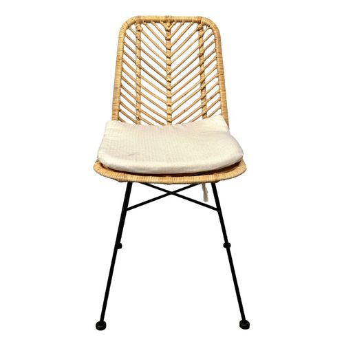 Lot 2 Chaises En Rotin Naturel Tressé Et Pieds Métal Noir – Kandy 2