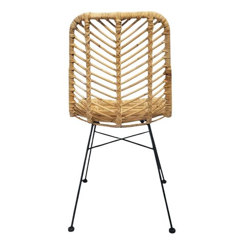 Lot 2 Chaises En Rotin Naturel Tressé Et Pieds Métal Noir – Kandy 2