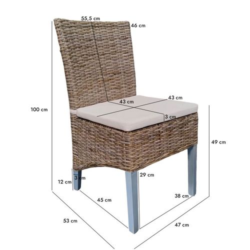 Lot 2 Chaises En Kubu Tressé Et Pieds Bois Gris Clair – Bora Bora 2