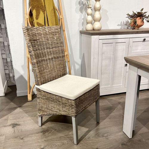 Lot 2 Chaises En Kubu Tressé Et Pieds Bois Gris Clair – Bora Bora 2