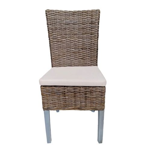 Lot 2 Chaises En Kubu Tressé Et Pieds Bois Gris Clair – Bora Bora 2