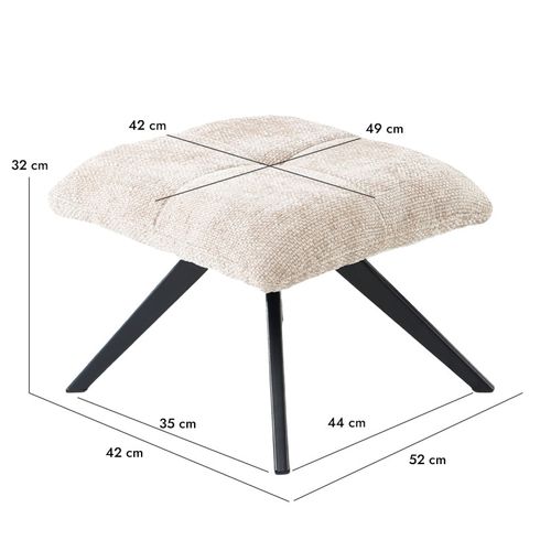 Fauteuil Rotatif 360° Et Repose-pied Tissu Beige Pieds Métal – Gillian