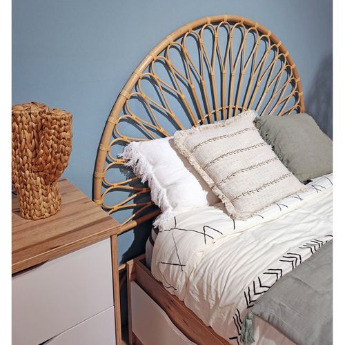 Tête De Lit 160 Cm Ronde En Rotin Naturel Avec Cannage - Hazel