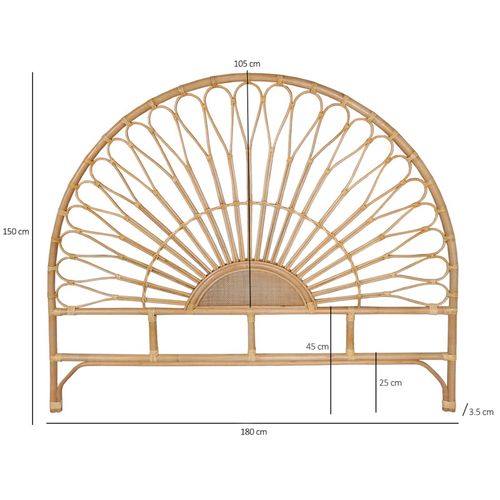 Tête De Lit 180 Cm Ronde En Rotin Naturel Avec Cannage - Hazel