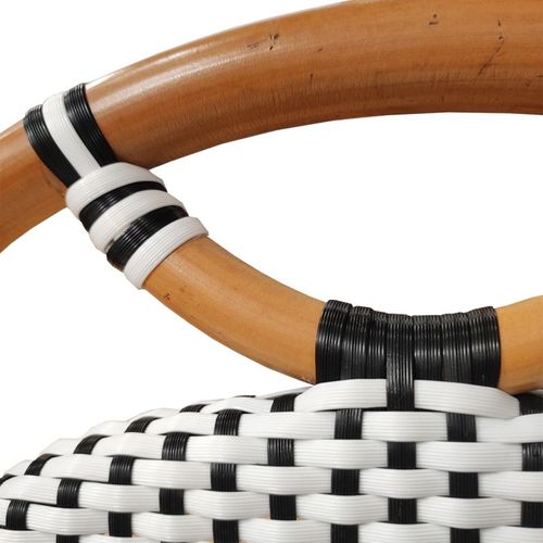 Lot 2 Chaises Bistrot En Rotin Naturel Cannage Noir Et Blanc - Pigalle