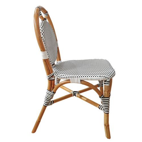 Lot 2 Chaises Bistrot En Rotin Naturel Cannage Noir Et Blanc - Pigalle