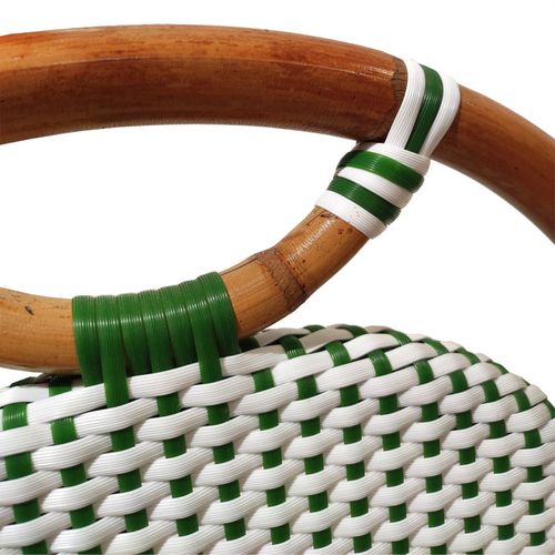 Lot 2 Chaises Bistrot En Rotin Naturel Cannage Vert Et Blanc - Pigalle