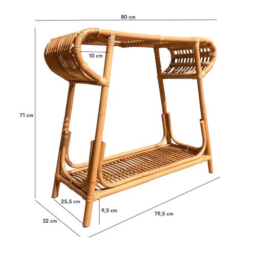 Console 80 Cm Forme Trapèze Arrondi En Rotin Naturel Tressé – Hazel