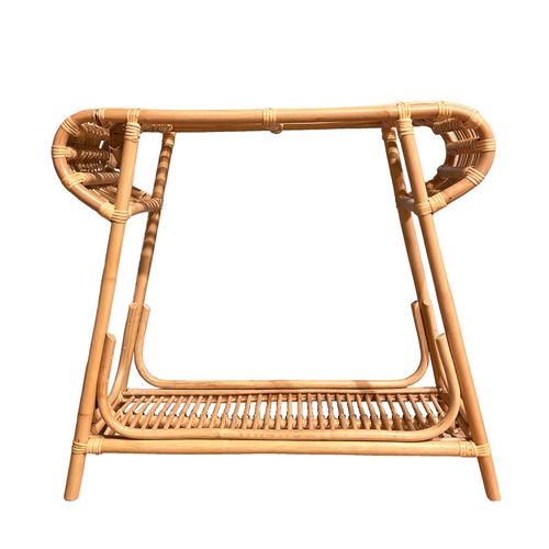 Console 80 Cm Forme Trapèze Arrondi En Rotin Naturel Tressé – Hazel