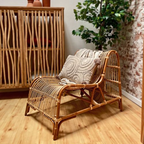 Fauteuil Lounge Arrondi En Rotin Naturel Tressé – Jackie