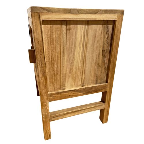 Table De Chevet 1 Porte En Teck Massif Et Cannage Rotin – Camilo