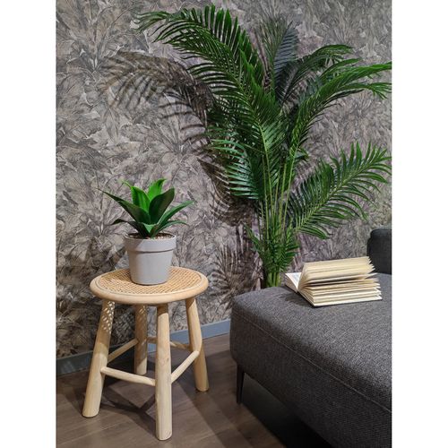 Table D'appoint Ronde 40 Cm En Bois De Teck Et Cannage Rotin - Bruno