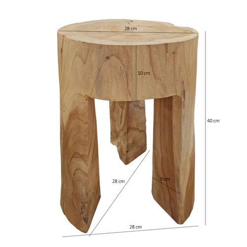 Table D'appoint 3 Pieds En Racine De Bois De Teck Massif - Emori
