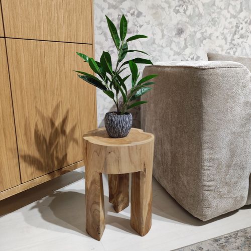 Table D'appoint 3 Pieds En Racine De Bois De Teck Massif - Emori