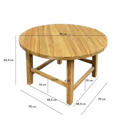 Table Basse Ronde 70 Cm En Bois De Teck Massif – Sylvia