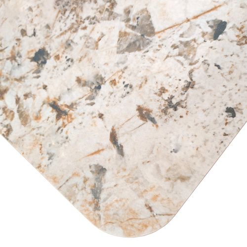 Table Basse Carrée Céramique Marbrée Beige Pied Trapèze - Oswald