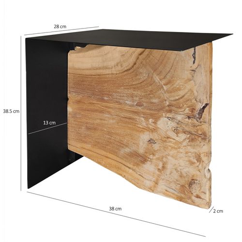 Petite Table Basse En Métal Noir Mat Et Bois De Teck Massif - Ontari