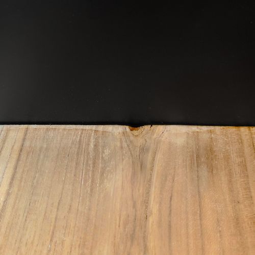 Petite Table Basse En Métal Noir Mat Et Bois De Teck Massif - Ontari