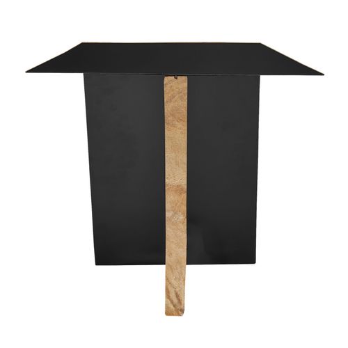 Petite Table Basse En Métal Noir Mat Et Bois De Teck Massif - Ontari