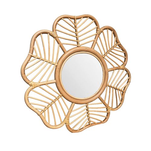 Miroir Mural D. 62 Cm Rond Forme Fleur En Rotin Tressé – Hazel