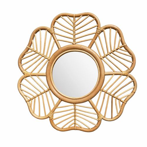 Miroir Mural D. 62 Cm Rond Forme Fleur En Rotin Tressé – Hazel
