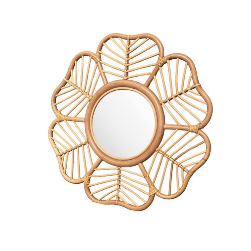 Miroir Mural D. 62 Cm Rond Forme Fleur En Rotin Tressé – Hazel