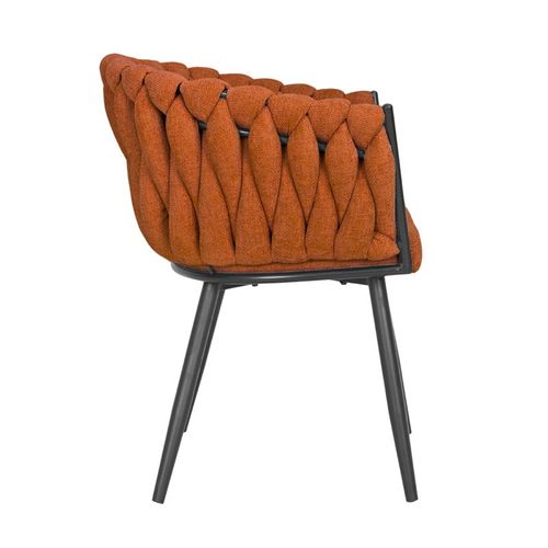 Chaise En Tissu Maille Tressé Terracotta Pieds Métal Noir – Bowi 2