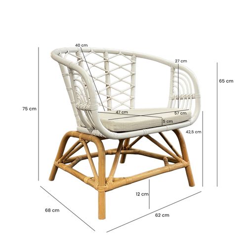 Fauteuil Arrondi En Rotin Tressé Blanc Et Couleur Naturelle – Viola