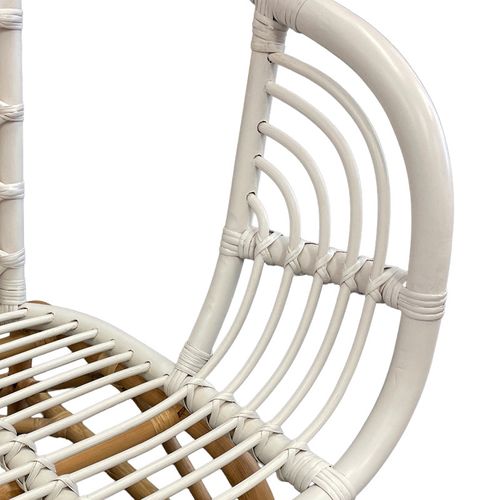 Fauteuil Arrondi En Rotin Tressé Blanc Et Couleur Naturelle – Viola