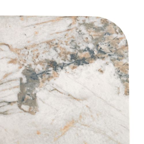 Table D'appoint Carrée Céramique Marbré Beige Pied Trapèze - Oswald