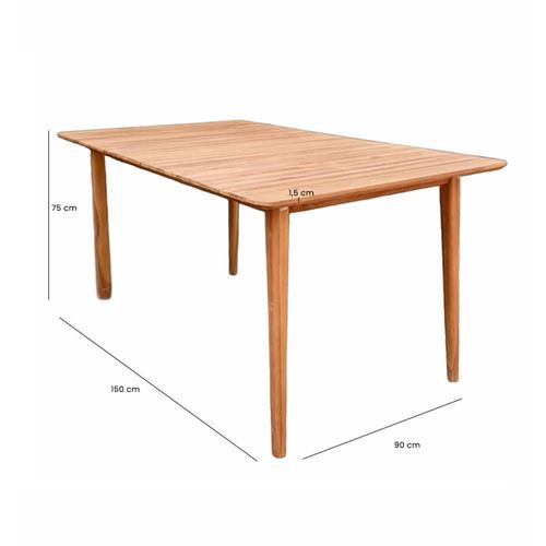 Table De Jardin Rectangulaire 150 Cm Bois De Teck Massif - Ancolie