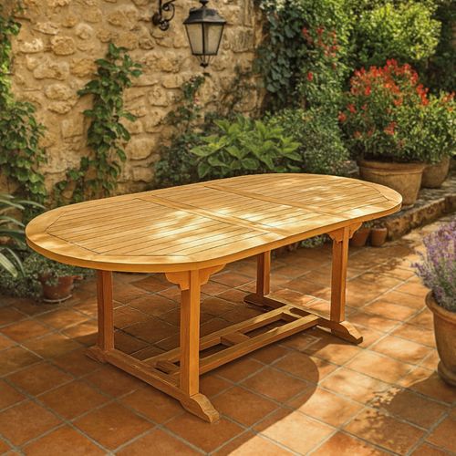 Table De Jardin Ovale Extensible 180/240 Cm Teck Massif – Ancolie