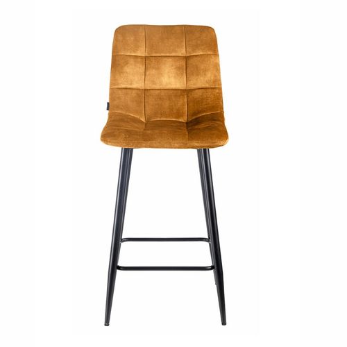 Lot 2 Tabourets De Bar En Velours Jaune Pieds Métal Noir – Nami 2