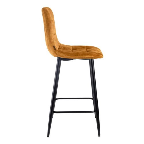 Lot 2 Tabourets De Bar En Velours Jaune Pieds Métal Noir – Nami 2