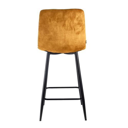 Lot 2 Tabourets De Bar En Velours Jaune Pieds Métal Noir – Nami 2