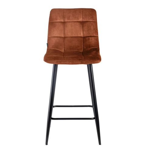 Lot 2 Tabourets De Bar En Velours Ocre Pieds Métal Noir – Nami 2