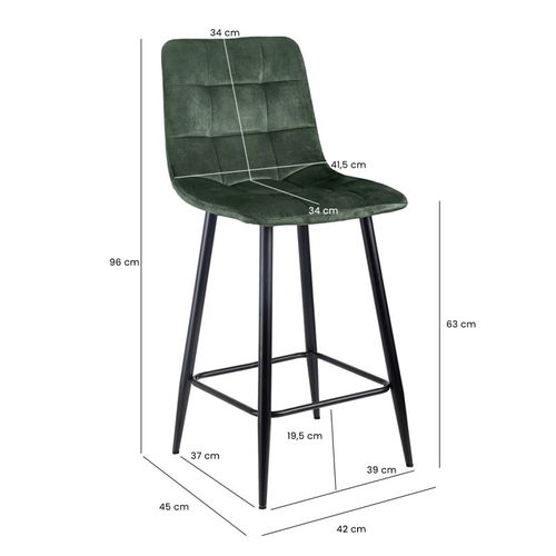 Lot 2 Tabourets De Bar En Velours Vert Pieds Métal Noir – Nami 2