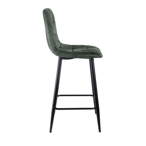 Lot 2 Tabourets De Bar En Velours Vert Pieds Métal Noir – Nami 2