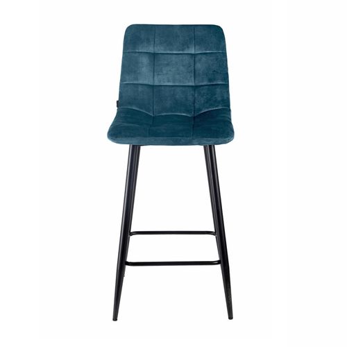 Lot 2 Tabourets De Bar En Velours Bleu Pieds Métal Noir – Nami 2