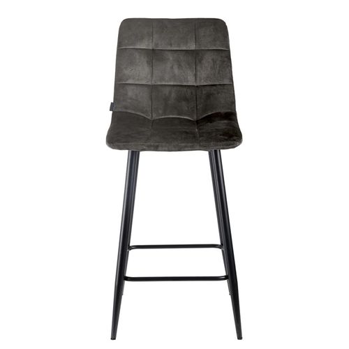 Lot 2 Tabourets De Bar Velours Gris Anthracite Pieds Métal – Nami 2