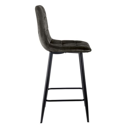Lot 2 Tabourets De Bar Velours Gris Anthracite Pieds Métal – Nami 2