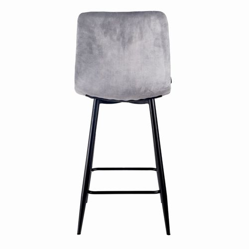 Lot 2 Tabourets De Bar En Velours Gris Clair Pieds Métal – Nami 2