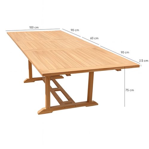 Table De Jardin Rectangulaire Extensible 180/240 Cm Teck - Ancolie