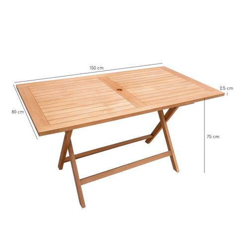 Table De Jardin Rectangulaire Pliante 150 Cm Bois De Teck - Ancolie