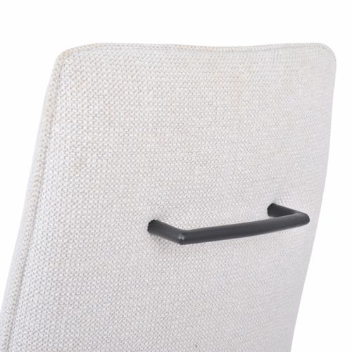 Lot 2 Chaises En Tissu Doux Écru Avec Pieds En Métal Noir - Lucas