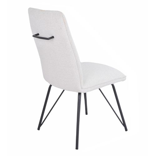 Lot 2 Chaises En Tissu Doux Écru Avec Pieds En Métal Noir - Lucas